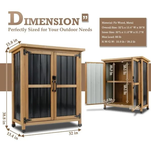 Outdoor Waterproof Storage Cabinet with Shelves Lockable