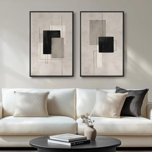 Large Abstract Wall Art Set of 2 Framed