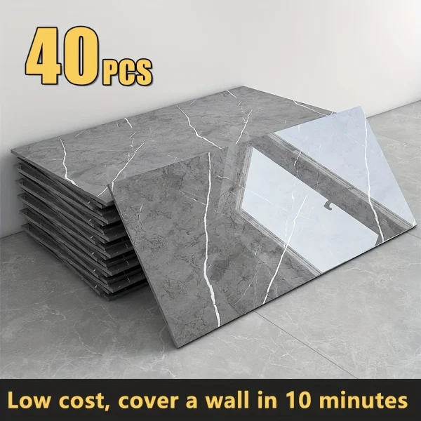 20/40pcs Glossy Marble Detachable Wall Panels Wall Decals